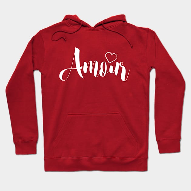 French Slogan Amour Love Heart Hoodie by Rebus28